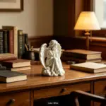 مجسمه فرشته نشسته روی ابر طرح 3D برای دکور رومیزی و کتابخانه