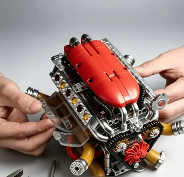 مجموعه مدل موتور V8 با قطعات ساختمانی (بازی شبیه‌سازی)