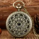ساعت جیبی کوارتز طرح قلب توخالی برنزی آنتیک