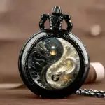 گردنبند ساعت جیبی برنزی طرح وینتیج (کوارتز) دو طرفه