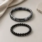 ست دستبند مردانه ۲تایی با سنگ هماتیت و ابسیدین