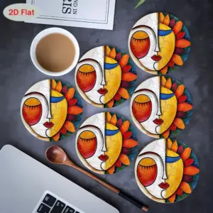 زیرلیوانی چوبی ۶ عددی طرح خورشید و ماه