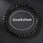 دستبند زنجیری 7 میلی‌متری استیل 304 مشکی مدل کوبایی