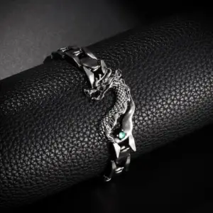 دستبند زنجیری وینتیج طرح اژدها مدل هیپ هاپ