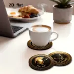 زیرلیوانی چوبی طرح یونانی مشکی طلایی ۶ عددی ضدحرارت