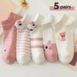 پک ۵/۱۰/۲۰ عددی جوراب دخترانه طرح گربه کیتی صورتی