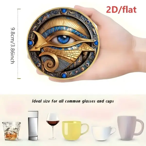 زیرلیوانی چوبی ۸ عددی طرح مصری، مقاوم و ضدلغزش