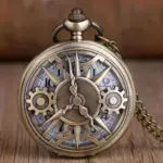 ساعت جیبی برنزی طرح استیم با چرخ‌دنده‌های توخالی (کوارتز)