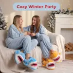 دمپایی روفرشی سه‌بعدی طرح کوسه با پشم‌مانند گرم و کف TPR ضدلغزش