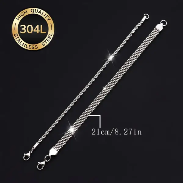 ست دستبند استیل 304L مردانه دو عددی + پارچه تمیزکننده