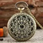 ساعت جیبی کوارتز طرح قلب توخالی برنزی آنتیک