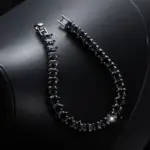 دستبند تنیس گوتیک قطره‌ای مشکی با زیرکونیا سنتتیک و روکش گان بلک
