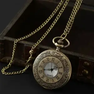 ساعت رومانی برنز با صفحه سفید هالو (کوارتز) استایل لاکچری جیبی