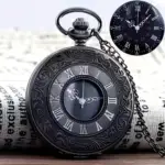 ساعت جیبی آویزی وینتیج با اعداد رومی (کوارتز) مدل گردن‌آویز