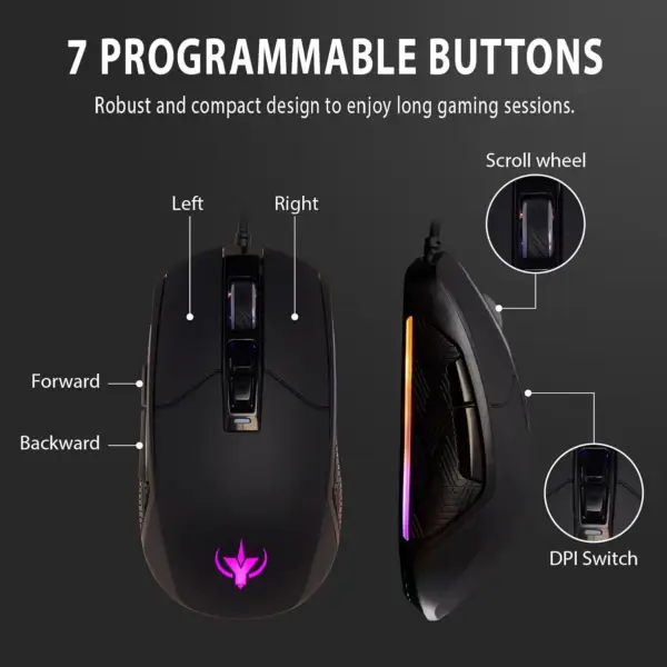 موس گیمینگ SPYCO Action MO-101 | 7200DPI ارگونومیک RGB