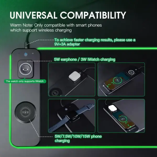 پد موس شارژ بی سیم RGB گیم NALACAL M15WR | Wireless Charging Mouse Pad
