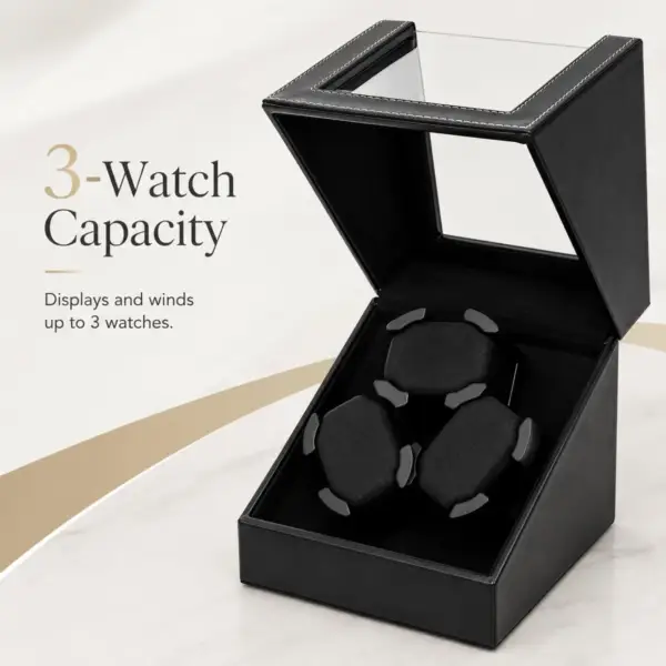 جعبه وینِدر سه‌ساعته LIFE HACKS | Triple Watch Winder Box مشکی