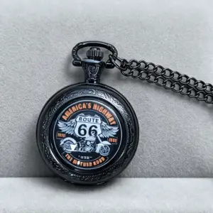 ساعت جیبی کوارتز طرح Route 66 مشکی