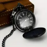 ساعت جیبی وینتیج با زنجیر ۳۷ سانتی و آویز، کوارتز صفحه رومن