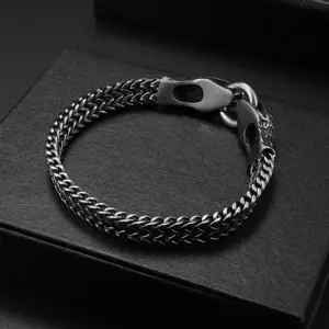 دستبند استیل طرح دو ماری گوتیک مردانه و زنانه