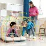 ست 60 تایی لگو لوله‌ای نرم نی دار کودک (قطعات 4D)
