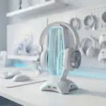 استند هدست گیمینگ RGB | Glowthos مدل HG61H با هاب USB 3 پورت سفید