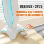 استند هدست گیمینگ RGB | Glowthos مدل HG61H با هاب USB 3 پورت سفید