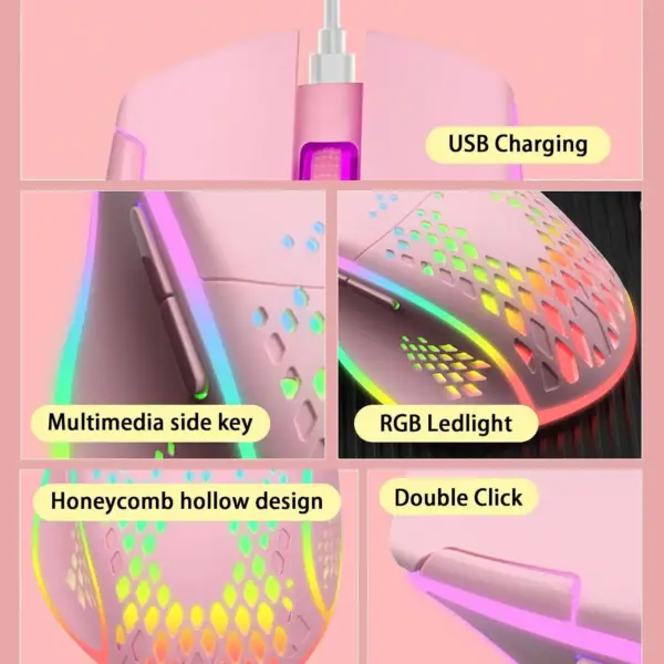 ماوس گیمینگ وایرلس VEGCOO C30 | VEGCOO Wireless Gaming Mouse C8 C30 Pink