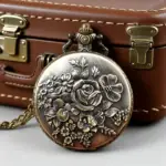 ساعت جیبی برنزی کوارتز مدل New Rose Relief