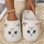 دمپایی روفرشی گربه‌ای طرح کارتونی با گلدوزی کیوت