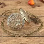 ساعت جیبی کوارتز وینتیج با گردنبند پروانه توخالی و طرح‌دار