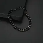 دستبند لینک کوبایی مشکی (Cuban Link) ضدحساسیت
