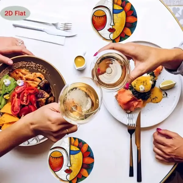 زیرلیوانی چوبی ۶ عددی طرح خورشید و ماه