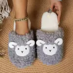 دمپایی روفرشی عروسکی طرح گوسفند برای خانه (زنانه، بدون صدا)
