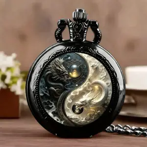گردنبند ساعت جیبی برنزی طرح وینتیج (کوارتز) دو طرفه