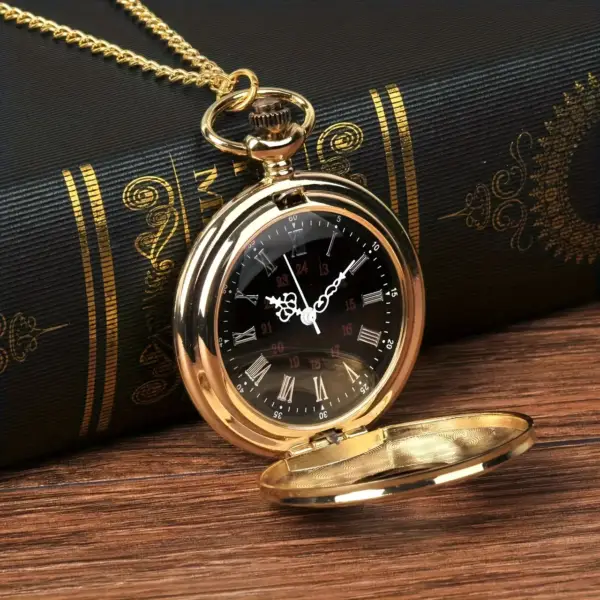 ساعت جیبی کلاسیک براق جیبی به همراه زنجیر آلیاژی و گردنبند