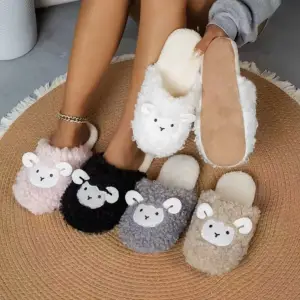 دمپایی روفرشی عروسکی طرح گوسفند برای خانه (زنانه، بدون صدا)