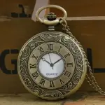 ساعت جیبی آویزی وینتیج با اعداد رومی (کوارتز) مدل گردن‌آویز