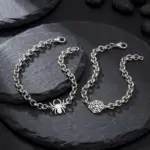 ست دستبند ۲ عددی مردانه و زنانه طرح عنکبوت و تار