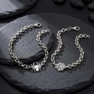 ست دستبند ۲ عددی مردانه و زنانه طرح عنکبوت و تار