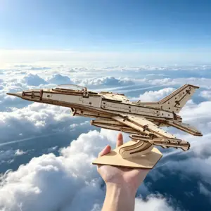 پازل چوبی سه‌بعدی جنگنده واقع‌گرا با پایه
