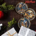 زیرلیوانی چوبی ۸ عددی طرح مصری، مقاوم و ضدلغزش
