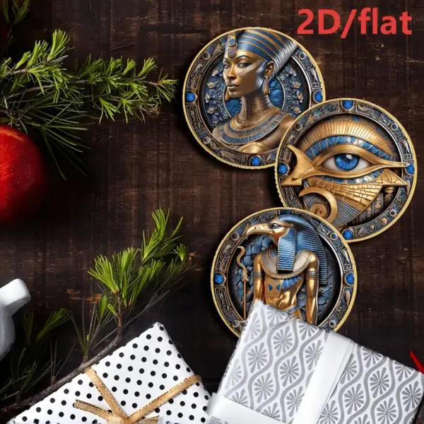 زیرلیوانی چوبی ۸ عددی طرح مصری، مقاوم و ضدلغزش