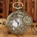 ساعت جیبی استیم‌پانک کوارتز Skeleton زنجیری گردنی