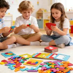 بازی پازل چوبی مکعب رنگی آموزشی کودک (هندسی)