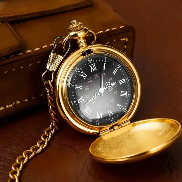 ساعت جیبی وینتیج با زنجیر ۳۷ سانتی و آویز، کوارتز صفحه رومن