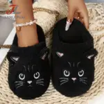دمپایی روفرشی گربه‌ای طرح کارتونی با گلدوزی کیوت