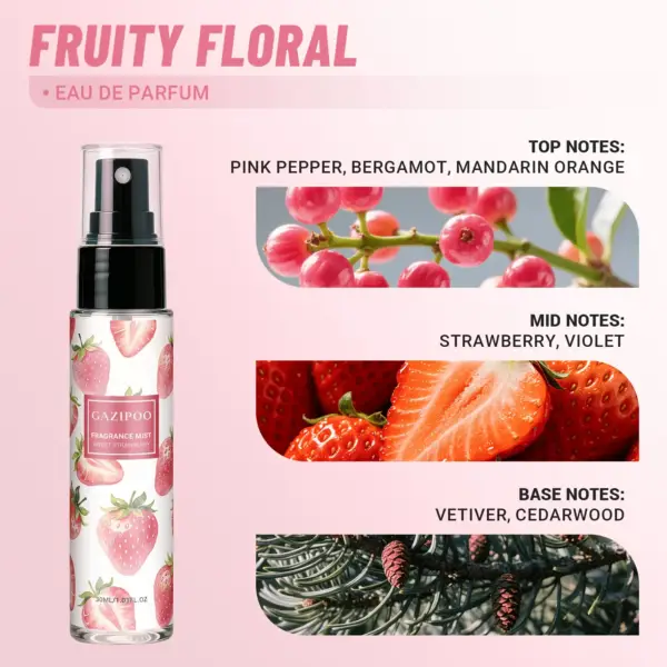 عطر بدن زنانه توت‌فرنگی و بنفشه ۳۰ میلی‌لیتری