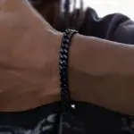 دستبند لینک کوبایی مشکی (Cuban Link) ضدحساسیت