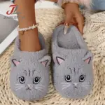 دمپایی روفرشی گربه‌ای طرح کارتونی با گلدوزی کیوت
